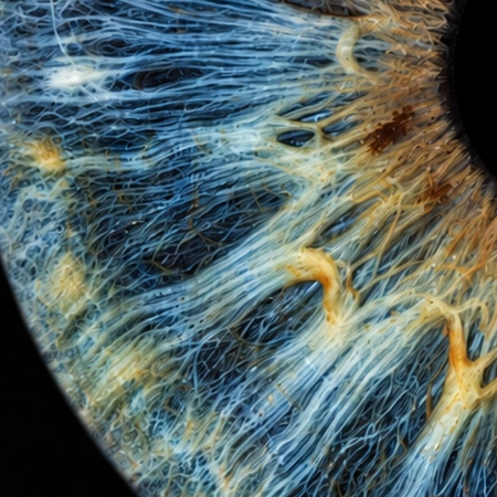 Vergrößerter Ausschnitt: Blau und Grau: Farbe aus Licht