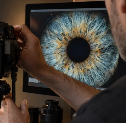 Illustration eines Irisbilds auf dem Monitor